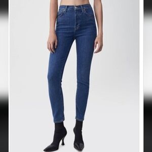 Re/Done Women's High Rise Ankle Crop Stretch Jeans